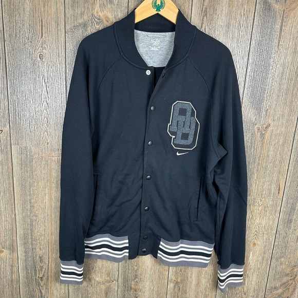 Nike Athletic Dept Vintage Y2K Varsity Sweatshirt Button Up Black Gray Mens XL - Picture 1 of 6